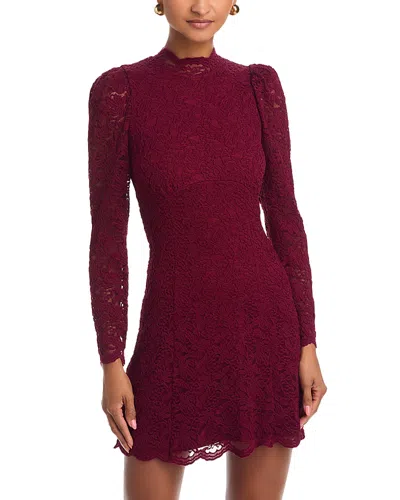 Aqua Lace Mock Neck Dress - Exclusive In Burgundy