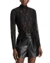 Aqua Lace Mock Neck Top - Exclusive In Black