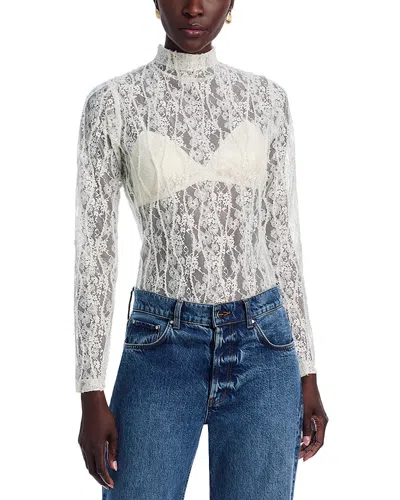 Aqua Lace Mock Neck Top - Exclusive In White