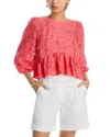 Aqua Lace Ruffle Blouse - Exclusive In Coral