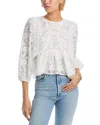 Aqua Lace Ruffle Blouse - Exclusive In White