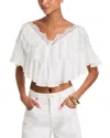 Aqua Lace Ruffle Top - Exclusive In White