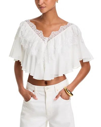 Aqua Lace Ruffle Top - Exclusive In White