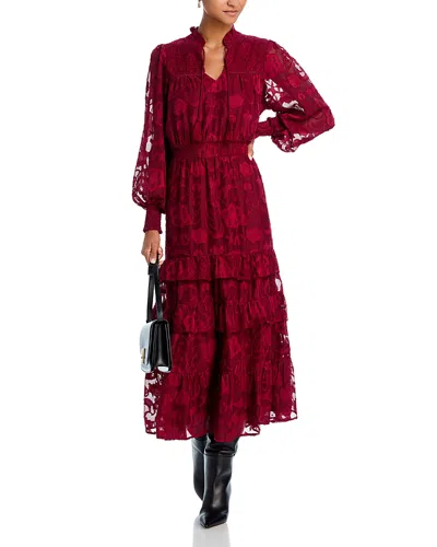 Aqua Lace Tiered Dress - Exclusive In Wine