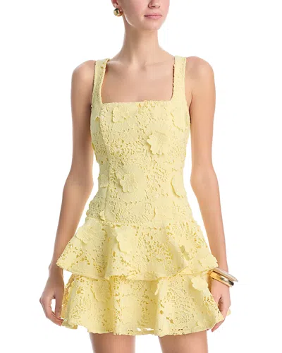 Aqua Lace Tiered Mini Dress - Exclusive In Yellow