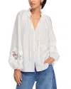 Aqua Lace Trim Blouse - Exclusive In White