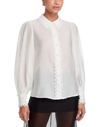 Aqua Lace Trim Blouse - Exclusive In White