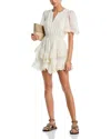 Aqua Lace Trim Pintuck Mini Dress - Exclusive In Neutral