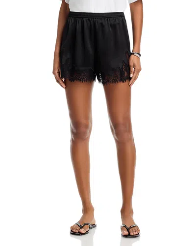 Aqua Lace Trim Satin Shorts - Exclusive In Black