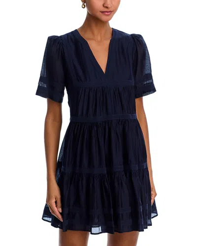 Aqua Lace Voile Short Sleeve Dress - Exclusive In Navy