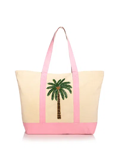 Aqua Large Canvas Tote In Multi