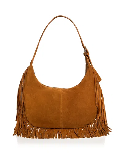 Aqua Large Fringed Suede Hobo Bag - Exclusive In Pattern