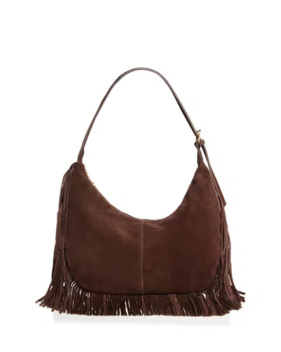 Aqua Large Fringed Suede Hobo Bag - Exclusive In Pattern