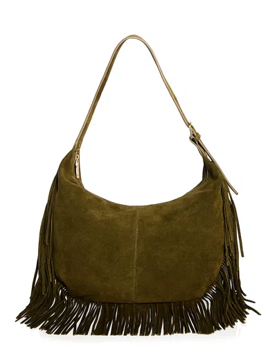 Aqua Large Fringed Suede Hobo Bag - Exclusive In Pink