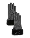 Aqua Leather & Faux Fur Cuff Gloves - Exclusive In Black