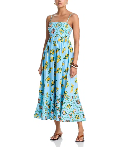 Aqua Lemon Flower Maxi Dress - Exclusive In Blue