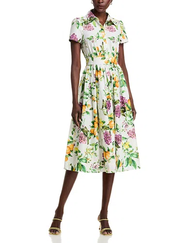 Aqua Lemon Print Fit & Flare Poplin Shirt Dress - Exclusive In White Multi