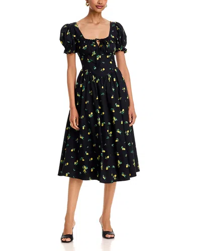 Aqua Lemon Tie Midi Dress - Exclusive In Black