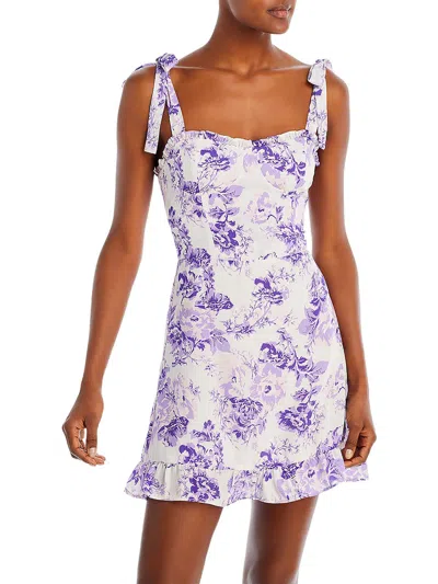 Aqua Lemon Tree Womens Lemon Ruffle Mini Dress In Purple