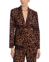 Aqua Leopard Print Blazer In Brown/black