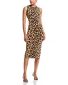 Aqua Leopard Print Midi Dress In Brown