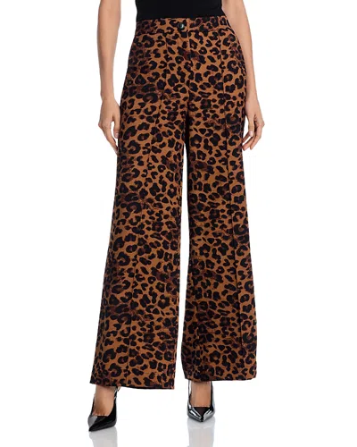 Aqua Leopard Print Pants In Brown/black
