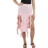 Aqua Lettuce Skirt Womens Ruffle Front Slits Midi Skirt In Pink