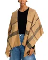 Aqua Lightweight Plaid Ruana - Exclusive In Camel