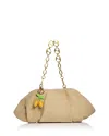 Aqua Linen & Cotton Bag Charm Pouch - Exclusive