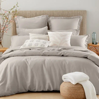 Aqua Linen Duvet Cover Set, King In Fog