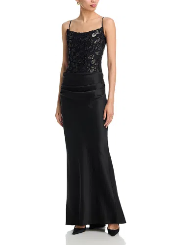 Aqua Long Corset Dress - Exclusive In Black