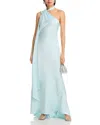 Aqua Long Scarf Bias Cut Gown In Mist