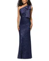 AQUA LONG SEQUINNED BOW DRESS - EXCLUSIVE
