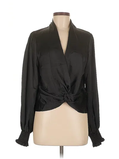 Pre-owned Aqua Long Sleeve Blouse In Black