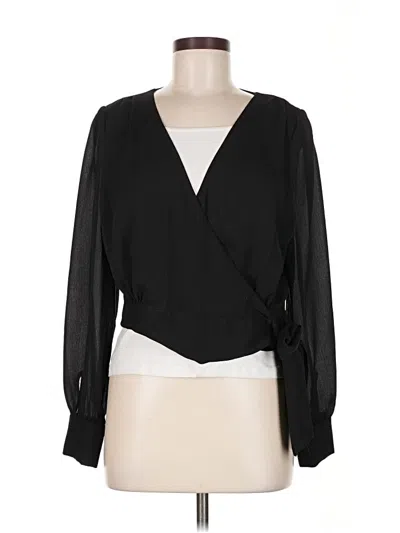 Pre-owned Aqua Long Sleeve Blouse In Black