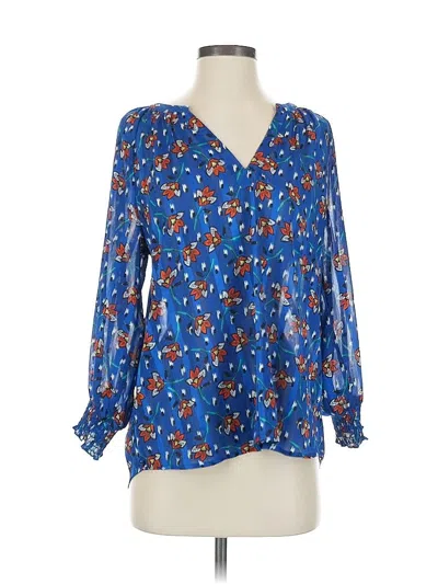 Pre-owned Aqua Long Sleeve Blouse In Blue