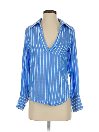 Pre-owned Aqua Long Sleeve Blouse In Blue