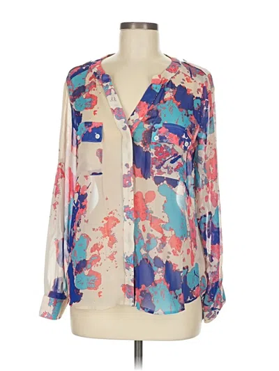 Pre-owned Aqua Long Sleeve Blouse In Blue