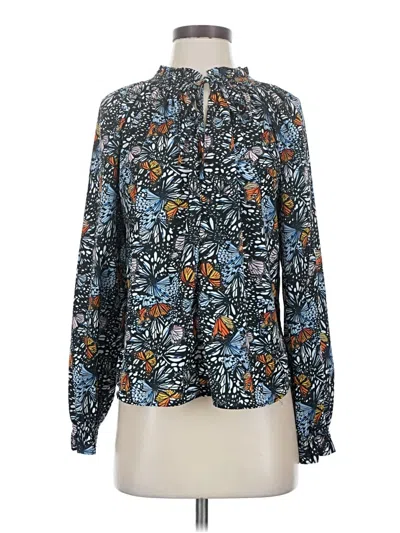 Pre-owned Aqua Long Sleeve Blouse In Blue