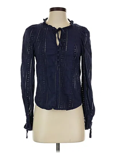 Pre-owned Aqua Long Sleeve Blouse In Blue