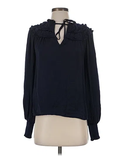 Pre-owned Aqua Long Sleeve Blouse In Blue