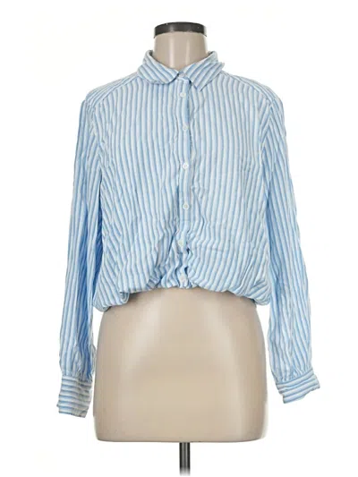 Pre-owned Aqua Long Sleeve Blouse In Blue