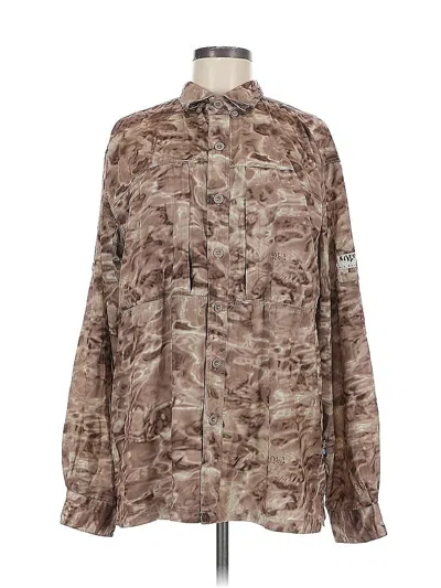 Pre-owned Aqua Long Sleeve Blouse In Brown