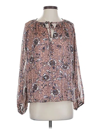 Pre-owned Aqua Long Sleeve Blouse In Brown