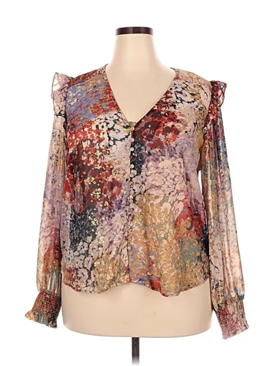 Aqua Long Sleeve Blouse In Multi