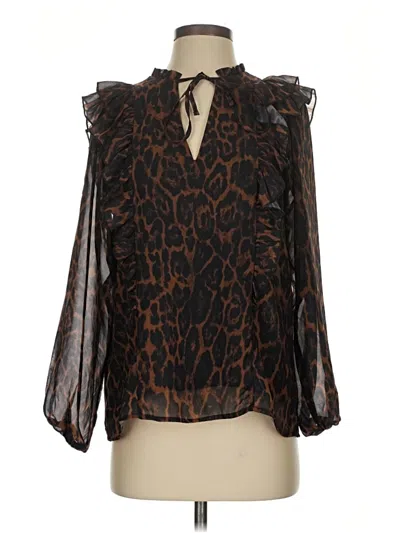 Pre-owned Aqua Long Sleeve Blouse In Brown