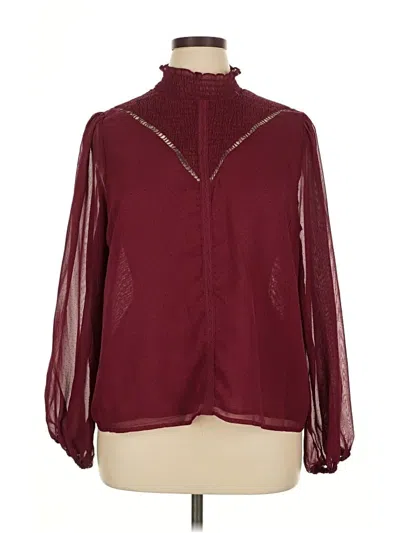 Pre-owned Aqua Long Sleeve Blouse In Burgundy