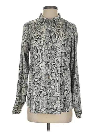Pre-owned Aqua Long Sleeve Blouse In Gray
