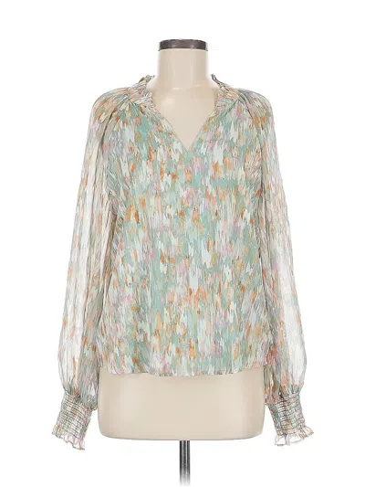 Pre-owned Aqua Long Sleeve Blouse In Green