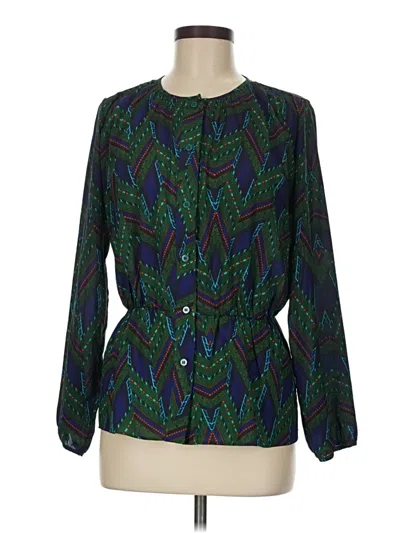 Pre-owned Aqua Long Sleeve Blouse In Green